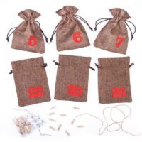 Advent calendar Christmass jute bags 13 x 18 cm - natural dark + white numbers Burlap bags / Jute bags