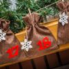 Advent calendar Christmass jute bags 13 x 18 cm - natural dark + white numbers Christmas