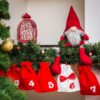 Advent calendar velour bags, sized 15 x 20 cm - red and white + white and red numbers Christmas bag