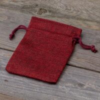 Burlap bags 9 x 12 cm - burgundy Christmas bag