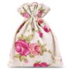 Pouches like linen with printing 11 x 14 cm - natural / roses Small bags 11x14 cm