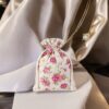 Pouches like linen with printing 12 x 15 cm - natural / roses Baby Shower