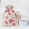 Bags like linen with printing 22 x 30 cm - natural / roses For children
