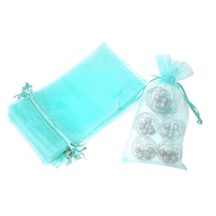 Organza bags 13 x 27 cm - light blue Baptism