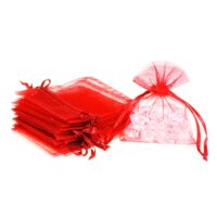 Organza bags 7 x 9 cm - red Christmas bag