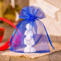 Organza bags 8 x 10 cm - blue Wedding bags