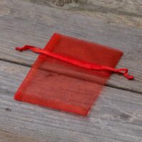 Organza bags 8 x 10 cm - red Christmas bag