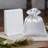 Satin bags 10 x 13 cm - silver Valentine's Day