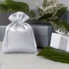 Satin bags 8 x 10 cm - silver Baptism
