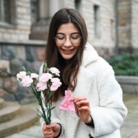 Velvet pouches 10 x 13 cm - light pink Women's Day