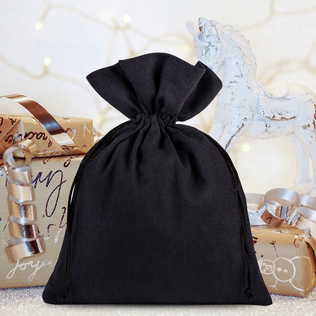 Cotton pouches 6 x 8 cm - black Handicraft packaging